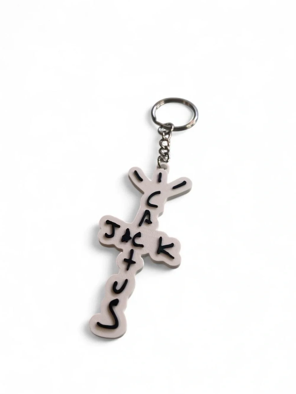 White Cactus Cross Keychain - Stylish Men’s Accessory